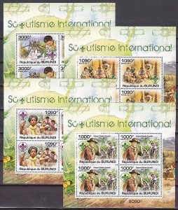 Burundi, 2011 issue. Scouting  Activities sheets of 4. ^