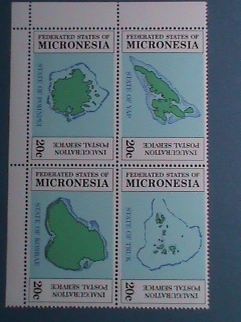 ​MICRONESIA -1984 SC#1-4  POSTAL SERVICE INAUGURATION MNH IMPRINT-BLOCK   VF