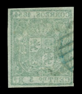 SPAIN 1854  Coat of Arms  5r green  Scott # 29 used VF