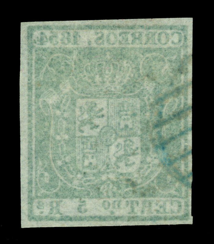 SPAIN 1854  Coat of Arms  5r green  Scott # 29 used VF