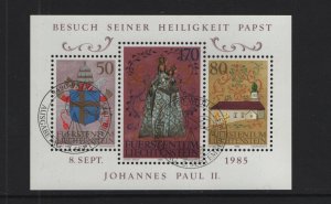 Liechtenstein  #816  cancelled  1985  sheet visit of Pope