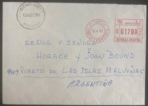 1982 Buenos Aires Meter Cancel Cover To Malvinas Falkland Island Argentina