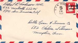 United States Ships 6c Eagle in Flight Air Envelope 1957 U.S.S. Monticello Ty...