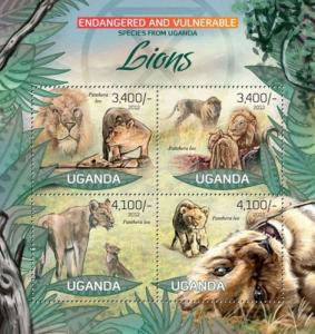 UGANDA 2012 SHEET LIONS WILD CATS FELINES WILDLIFE ugn12407a