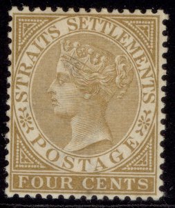 MALAYSIA - Straits Settlements QV SG64, 4c pale brown, M MINT. Cat £55.