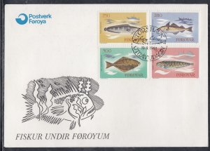 Faroe Islands Scott 97-100 FDC -  Fish