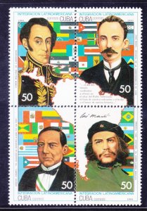 Cuba 3532a (3529-32) MNH Latin American Revolutionaries Block of 4