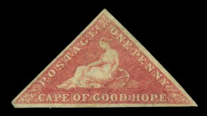CAPE OF GOOD HOPE 1857  Triangulars  1p dull red  Scott 3a (SG 5b)  mint MH VF