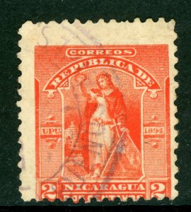 Nicaragua 1894 Seebeck 2¢ Victory Postally Used Argentina B607 ⭐⭐⭐⭐⭐⭐