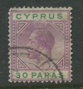 Cyprus - Scott 74 - KGV Definitive Issue -1921 - Used - Single 30pa Stamp