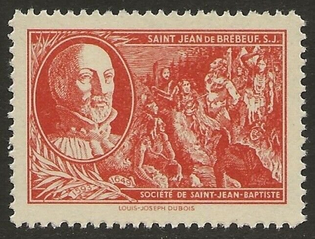 Canada 1943 SSJB Propaganda Cinderella Seal Jean de Brébeuf #cc3835.28a F/VF-NH