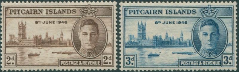 Pitcairn Islands 1946 SG9-10 Parliament House London set MLH