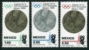 Mexico 1205-1207 bl./4,MNH.Mi 1718-1720. Olympics Moscow-1980.Misha,Rings,Medals