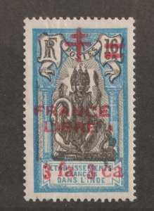 1943 - French India, Sc# 190 - 3 fa. 3 ca, Culture. MNH Cv$55.00