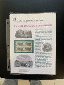 1989 Scott 2416  25c South Dakota stamp panel block of 4 MNH