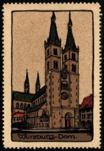 Vintage Germany Poster Stamp Würzburg St. Kilian's Cathedral