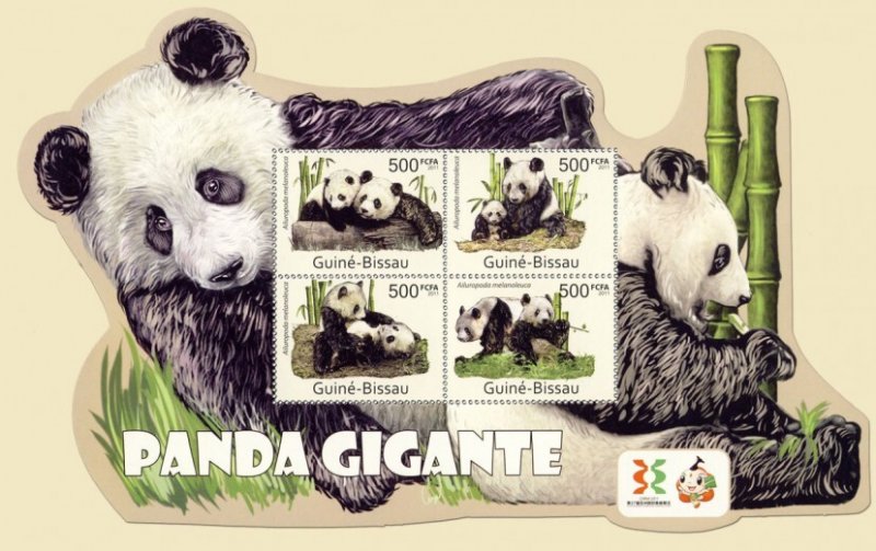 GUINEA BISSAU - 2011 - Giant Pandas - Perf 4v Sheet - Mint Never Hinged