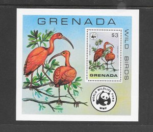 BIRDS - GRENADA #856 WWF SCARLET IBIS S/S MNH