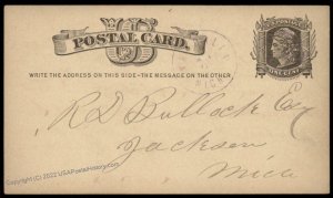 USA 1870s Michigan VANDALIA Violet Cancel Postal Card Cover 96342