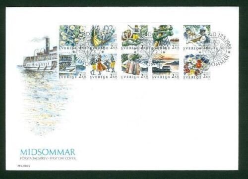 Sweden FDC 1988. Discount Stamps Midsummer. Ship,Music,Flowers. Engraver Z Jakus 