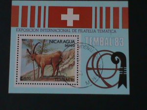 ​NICARAGUA-1983- WORLD STAMPS SHOW-TEMBAL'83 CTO S/S -VF FANCY CANCEL