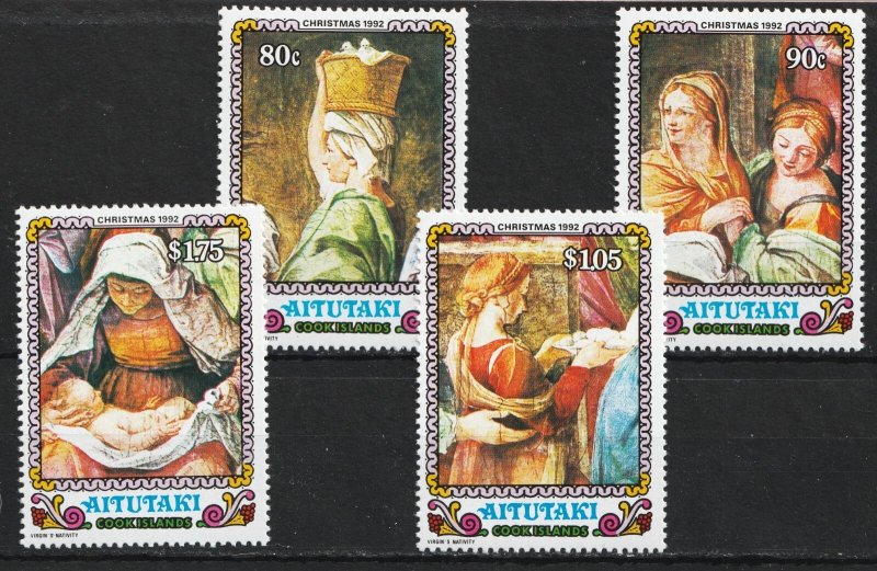 1992 Aitutaki Cook Islands Sc# 474-77 - Christmas, Seasonal. MNH Cv$8.50