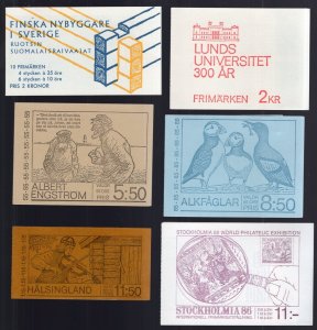 Sweden 1967-1986, 6 Different Complete Booklets MNH