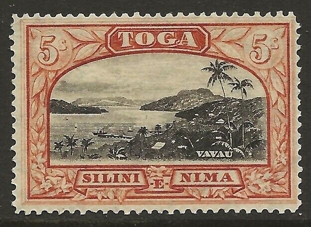 Tonga 1897-1934 View of Vavau 5/ Dull Red & Black #52 F/VF-H CV $26.00