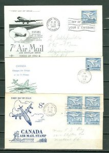 CANADA 1964 FIRST AIR MAIL  JET SERVICE #414/430/436 ...(3) FDC