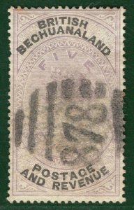 BRITISH BECHUANALAND QV High Value SG.21 £5 Lilac (1888) Used Cat £1700 PIBLUE45