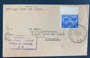 1945 Field Post Office Australia 168 Censored First Day Censored Cover To RAE