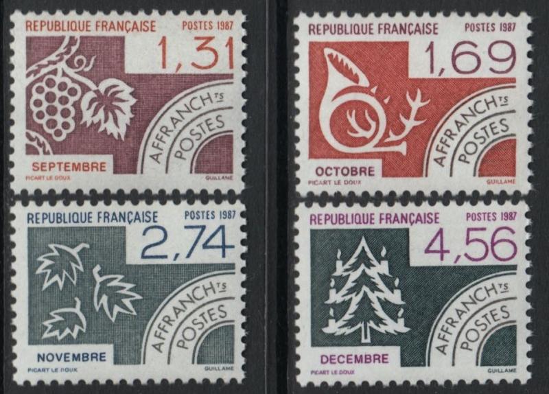 XG-O471 FRANCE - Precancels, 1987 Months, September To December 4 Values MNH Set