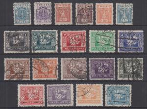 Poland Sc 170-190 used 1922-1923 definitives, cplt set of 20, F-VF