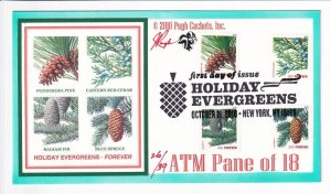Sc #4482-85 Holiday Evergreens, Pugh Cachets #26 of 39, FDC, 2010 (F31918)