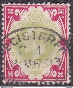 GREAT BRITAIN 1902 KEVII 1/- Dull Green & Carmine SG257 Used