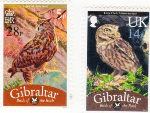 Gibraltar 2013 - Birds - Definitive - Overprint revalued - Set of 2 stamps - MNH