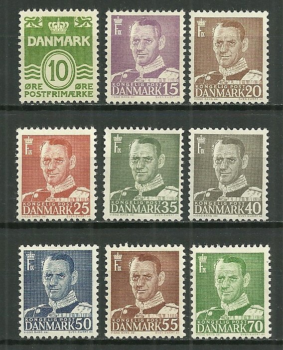 1950-1 Denmark Frederik IX C/S mint with gum faults