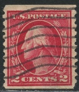 US Sc#444 1914 1c Perf 10 Vertical Coil Flat Plate SL Wmk 190 F-VF Used (ab)