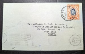 1945 British KUT Cover Mombasa Kenya to Port Said Egypt