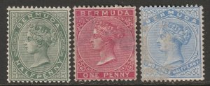 Bermuda 1893 Sc 18,19,22 MLH/used