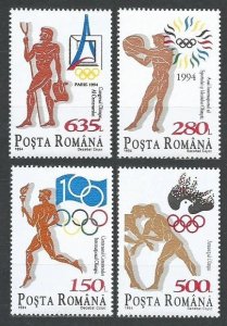 1994 Romania 4999-5002 100th anniversary of the Olympic Committee 4,00 €