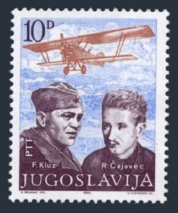 Yugoslavia 1737 sheet,MNH.Mi 2109. Air Force Day, 1985. Franjo Kluz,Rudi Cajavec
