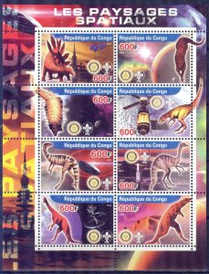 Congo 2004 Dinosaurs Space Rotary Club Scouting Scouts Sheet MNH