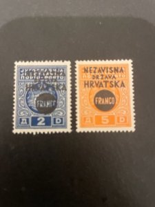 Croatia sc 27,28 MNH+MLH