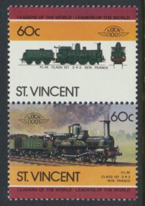 St. Vincent  SC# 851a-b  MNH Trains Locomotives se-tenant pair 1985 see detai...