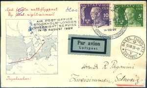 2. 1928 Stockholm-Malmö-Hamburg-London Night Postal Flight.