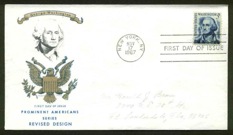 1283B 5c WASHINGTON FDC NEW YORK, NY CHICKERING JACKSON CACHET