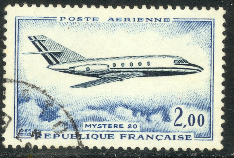 FRANCE 1965 2fr Mystere 20 Airplane AIRMAIL Sc C41 VFU