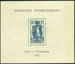 Togo 258-263,264, MNH. Mi 107-112,Bl.1. Paris 1937 Colonial Art EXPO.Ship,Fruit,