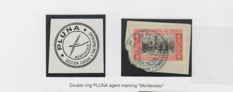 O) 1953 CIRCA-URUGUAY, PLUNA-SECCION CARGAS Y ENCOMIENDAS MONTEVIDEO, ARTIGAS IN